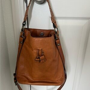 Brown Leather Bucket Bag